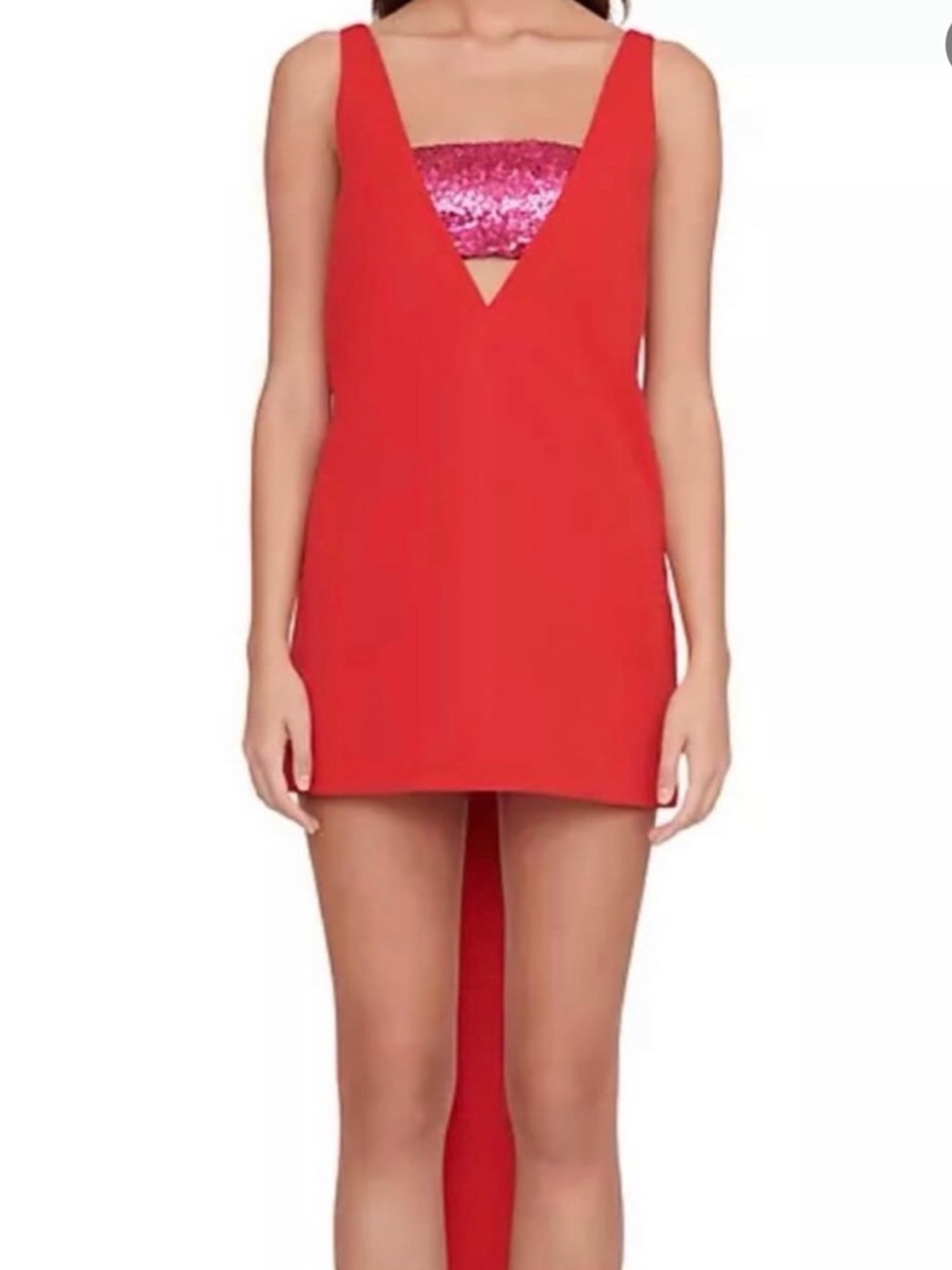 STAUD Irie V Neck Bow Mini Dress